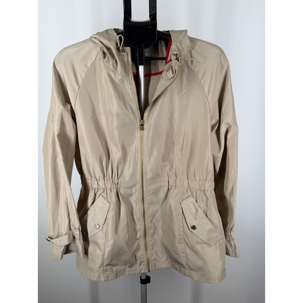 Marc New York Andrew Marc Womens Tan Hooded Anorak Jacket Cinch Waist‎ Beige L